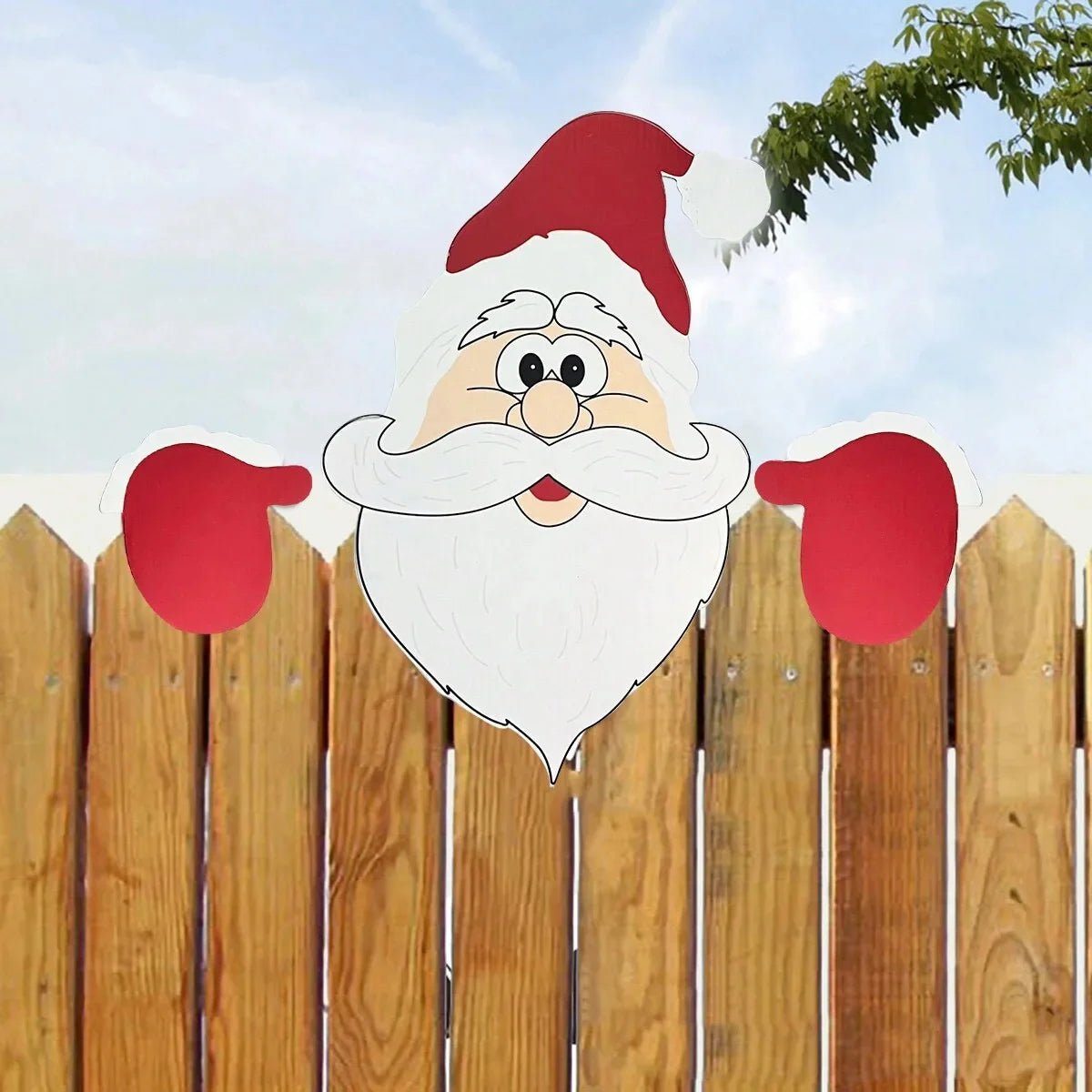 Santa Claus Peeking Fence Decoration