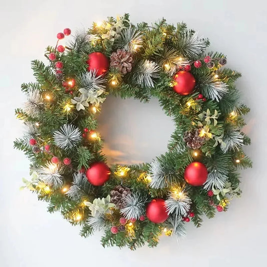 Elegant Red LED Christmas Wreath