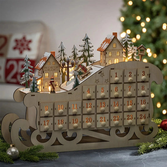 Christmas Wooden Sleigh Countdown Calendar