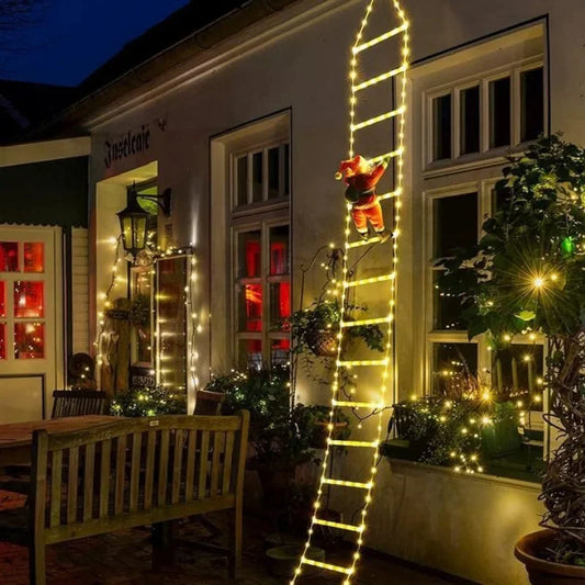 LED Ladder Lamp with Climbing Santa Claus