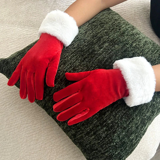 Elegant Christmas Velvet Gloves