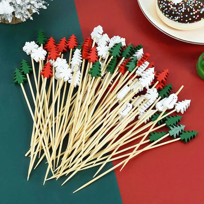 Christmas Bamboo Food Picks