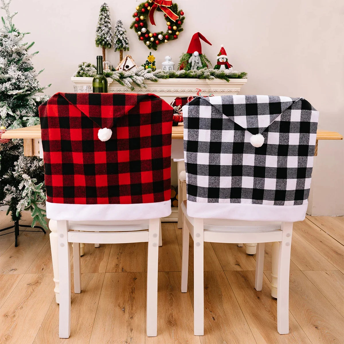 Christmas Plaid Printed Chair Covers