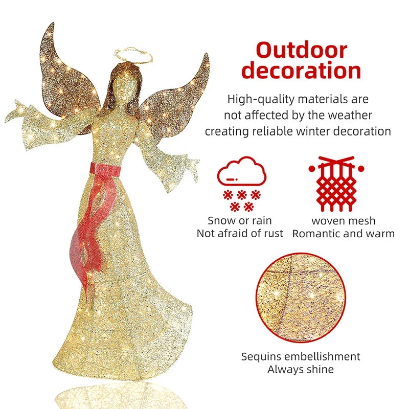 Golden Christmas Angel Lamp with 120 LED Lights