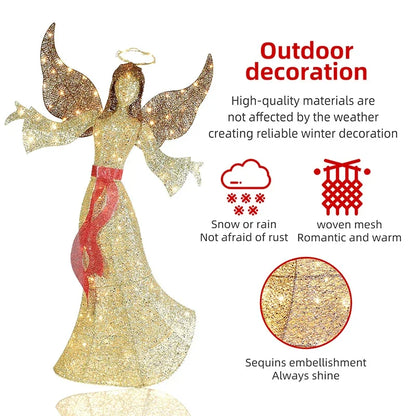 Golden Christmas Angel Lamp with 120 LED Lights