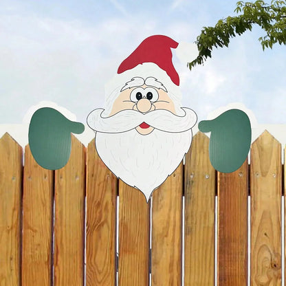 Santa Claus Peeking Fence Decoration