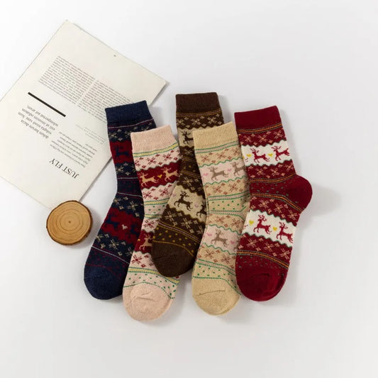 5 Pairs Winter Wool Socks for Women