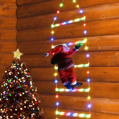 LED Ladder Lamp with Climbing Santa Claus