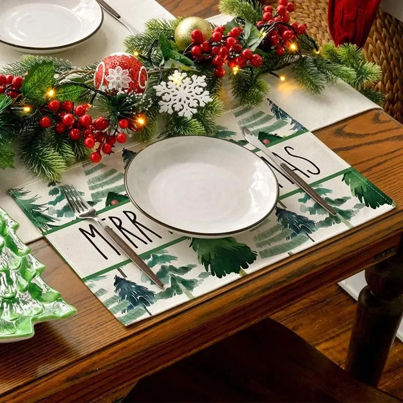 4pcs Christmas Snowman Elk Placemats