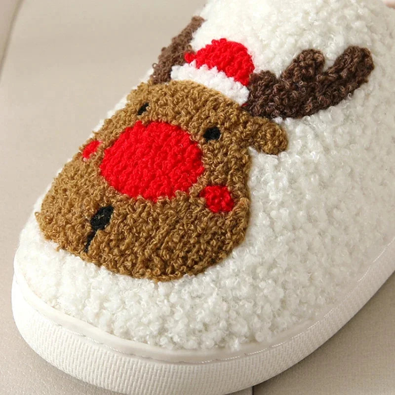 Christmas Elk Cotton Plush Slippers