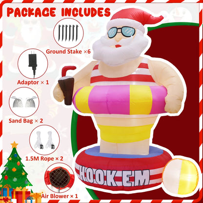 6FT Inflatable Santa Claus with Pool Float