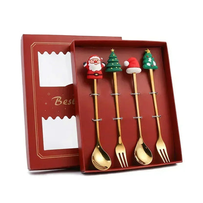 Christmas Stainless Steel Cutlery Set with Elk and Tree Design