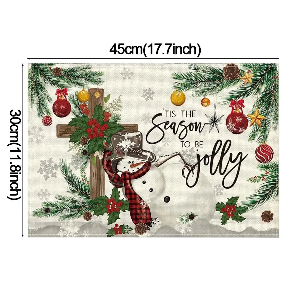 4pcs Christmas Snowman Elk Placemats