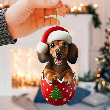 5PCS Cartoon Dachshund Dog Christmas Ornaments