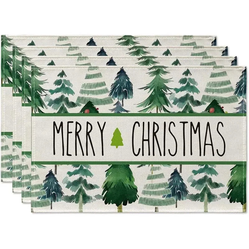 4pcs Christmas Snowman Elk Placemats