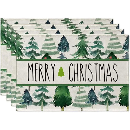 4pcs Christmas Snowman Elk Placemats